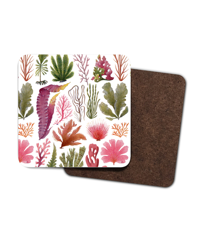 British Vintage Botanical Seaweed Coaster set of 4