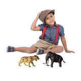 Child with plastic Ice age animal toys