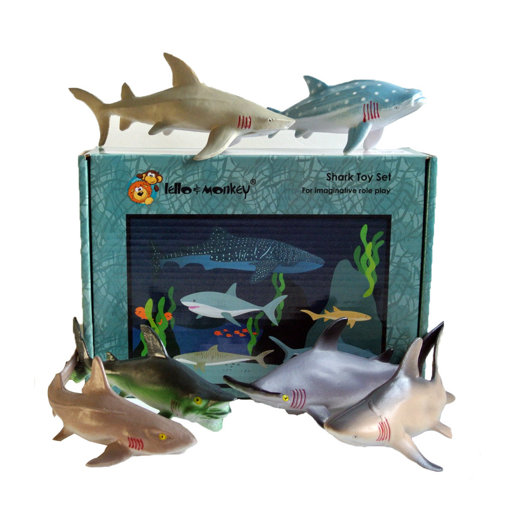 Shark Plastic Toys Set of 6 Lello and Monkey