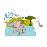 Printable Pin the Tail on the Elephant game with tail