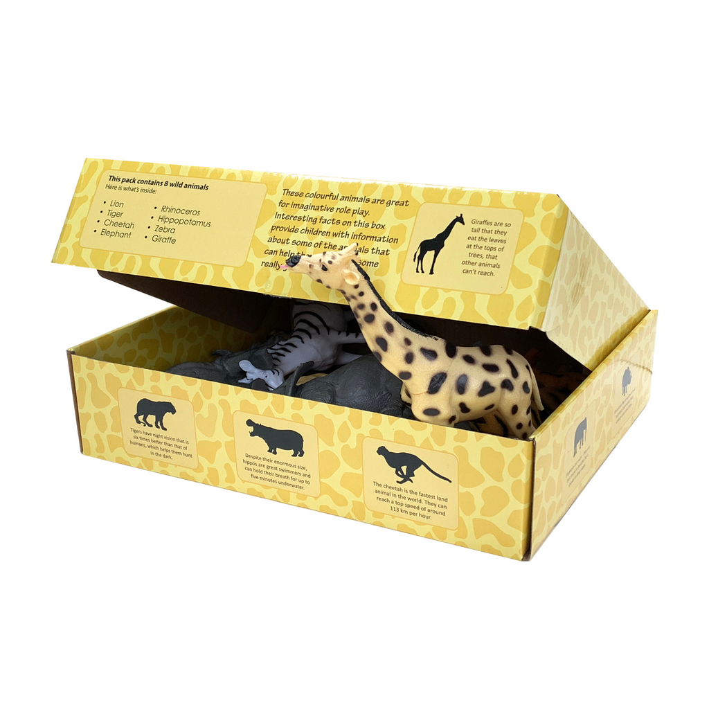 Safari Animals large plastic Toys Set of 6 for Toddlers Lello and Monkey