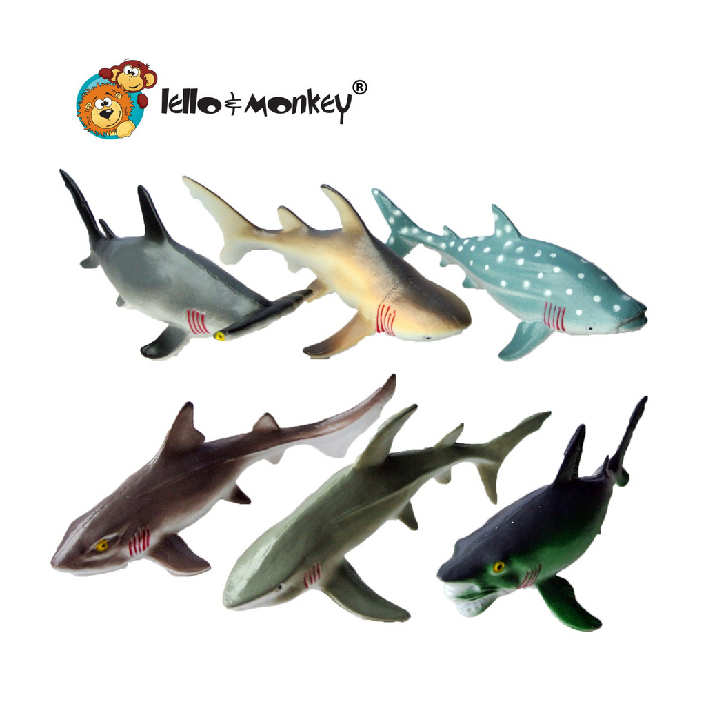 Shark Plastic Toys Set of 6 Lello and Monkey