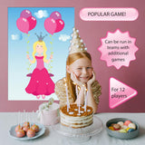 pin the tiara on the princess party game poster
