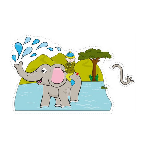 Printable Pin the Tail on the Elephant game with tail