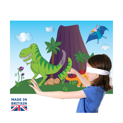 Gerrys 3 in 1 Dinosaur Party Games Pack, Pin The Tail On The